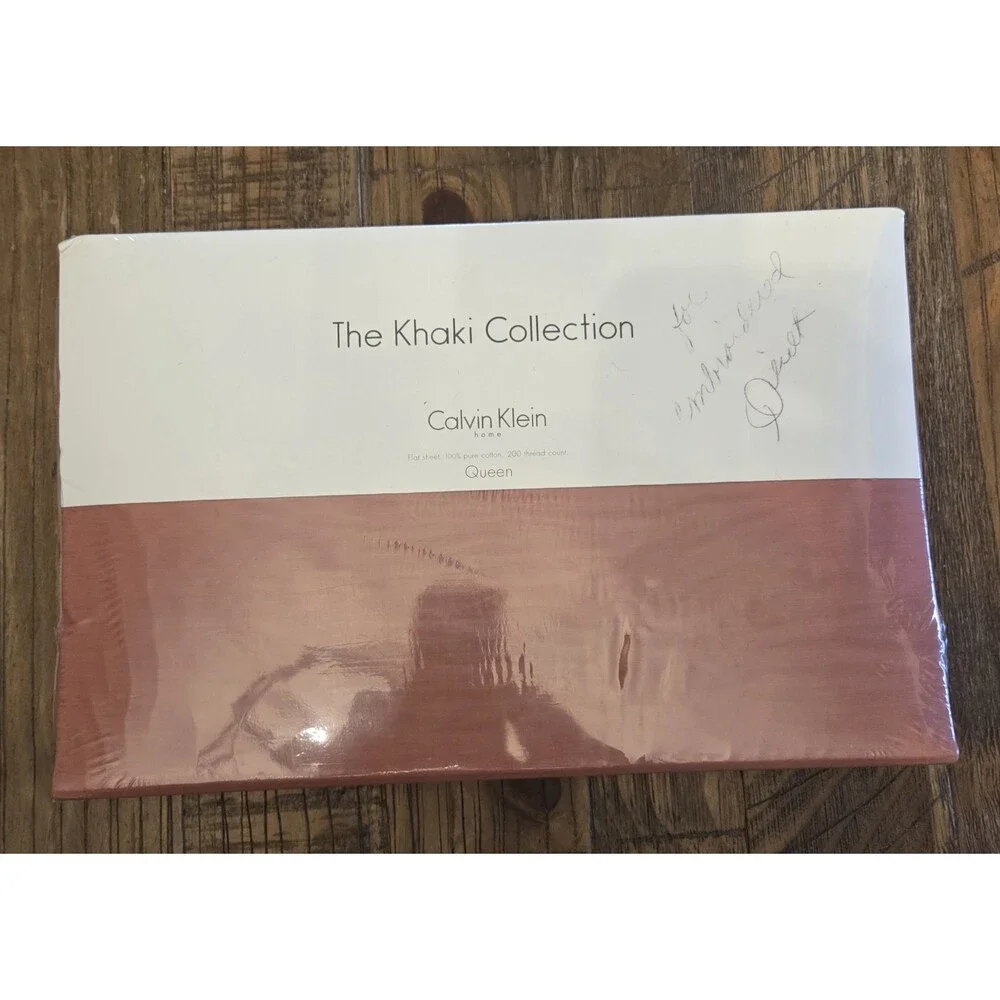 Calvin Klein The Khaki Collection Queen Flat Sheet Pure Cotton 200 Thread Ct NWT